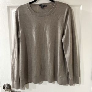 Taupe Merino Wool Crew Neck Sweater